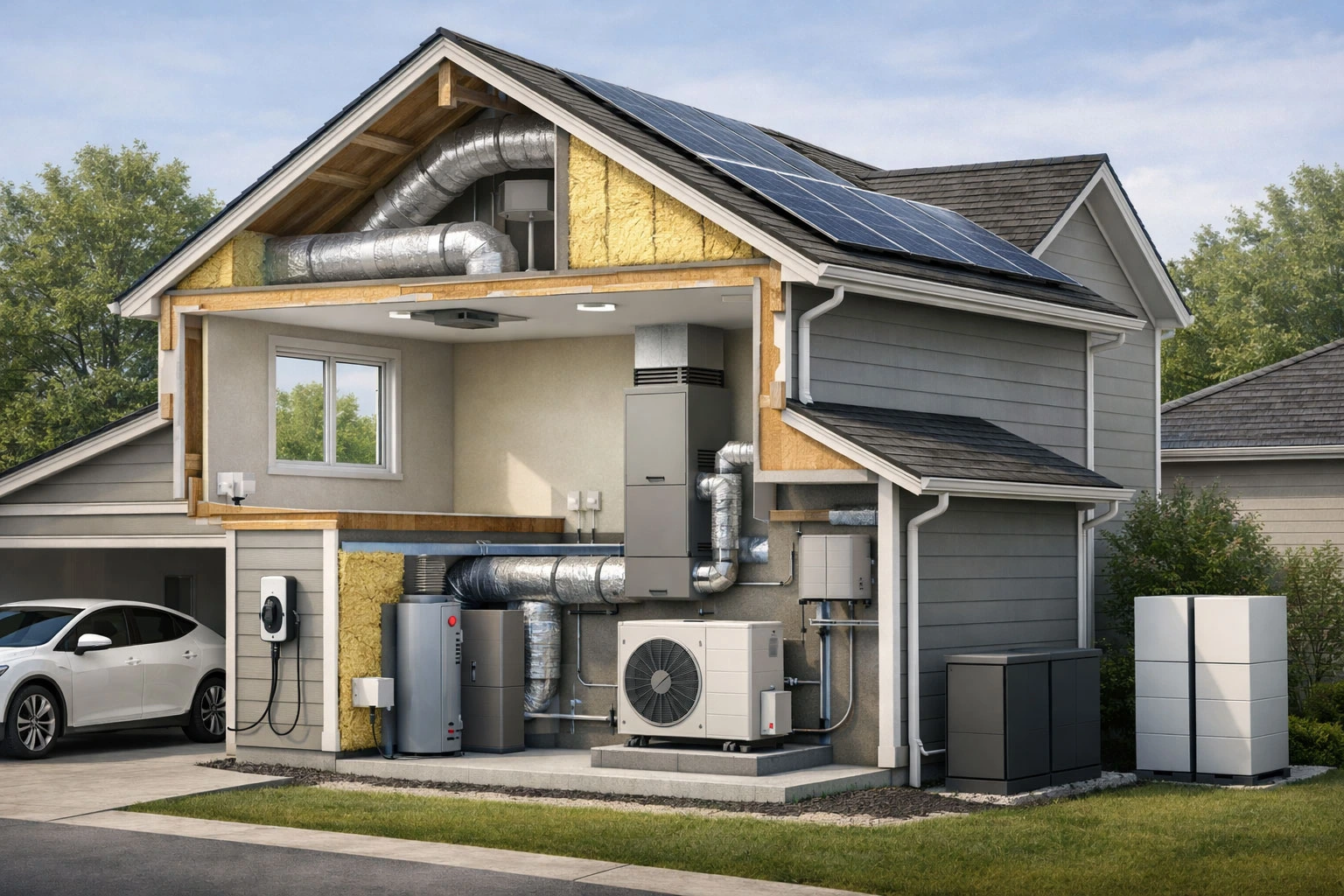Heat pump system replacing a traditional furnace in a Canadian home for efficient heating